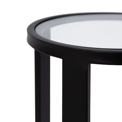 Ravalli Black Metal and Glass Round Drink Table