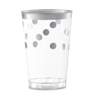 Smarty Had A Party 12 oz. Clear w/ Silver Dots Round Plastic Tumblers - 240 pcs
