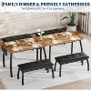 Dining Table Set for 4, Sturdy Wooden Kitchen Table with Chamfer Design and Metal legs, Upholstered Bench & 2 Classic Dinner Chairs - 4 of 4