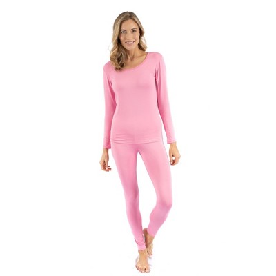 Leveret Womens Two Piece Thermal Pajamas Solid Pink S : Target