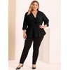 Agnes Orinda Women's Plus Size Notched Lapel Ruffle Peplum Ruched Buttons Outfits Blazers - 3 of 4
