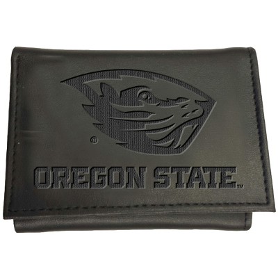 Evergreen NCAA Oregon State Beavers Black Leather Trifold Wallet Officially Licensed with Gift Box