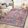 Washable Non Slip Low Pile Area Rug for Living Room Vintage Floral Indoor Carpet Stain Resistant Foldable Floor Cover - 3 of 4