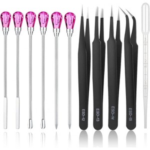 JDICTION 11-Piece Silicone Resin Mold Tools Kit - Precision Stirring Needle, Spoon & Tweezers for DIY Epoxy, Jewelry & Art Crafts (Rose Red) - 1 of 4