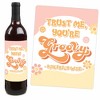 Big Dot of Happiness Stay Groovy - Boho Hippie Style Party Decorations for Women and Men - Wine Bottle Label Stickers - Set of 4 - 3 of 4