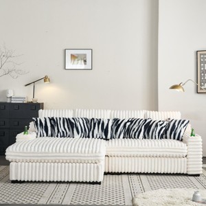 108“Oversized L Shaped Couch Chaise Lounge Sofas And Sectionals Super Soft Couch With Bluetooth Speakers And Wireless Charging-Cuddlewood - 1 of 4