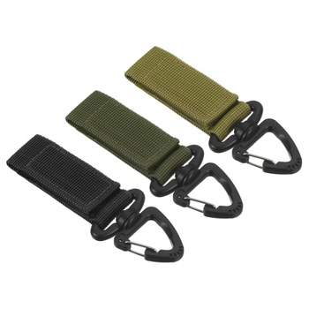 Unique Bargains Belt Keeper Key Clip Set Nylon Webbing Buckle Keychain  Black Green Khaki 3pcs : Target