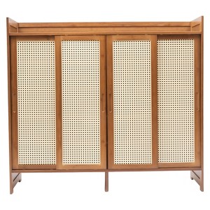YIYIBYUS Rattan Shoe Cabinet with Doors Freestanding Shoe Bench For Entryway - 5 Layers - 1 of 4