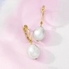 Ross-Simons 12-13mm Cultured Pearl Hoop Drop Earrings in 18kt Gold Over Sterling - 4 of 4