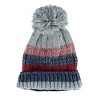 Snuggle Buds Kids' One Size Striped Winter Beanie Hat with Pom - 2 of 3