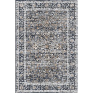 Area Rug Machine Washable Rug Vintage Distressed Area Rug Carpet Oriental Retro Floral Medallion Accent Rug Stain Resistant Non-Slip Foldable - 1 of 1