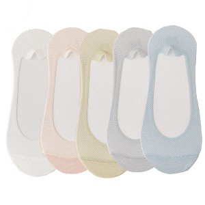 Anna-Kaci 5 Pairs Women No Show Mesh Panel Socks Low Cut Stretch Cotton Liner Non-Slip Design for Ballet Flats and Loafers - 1 of 4
