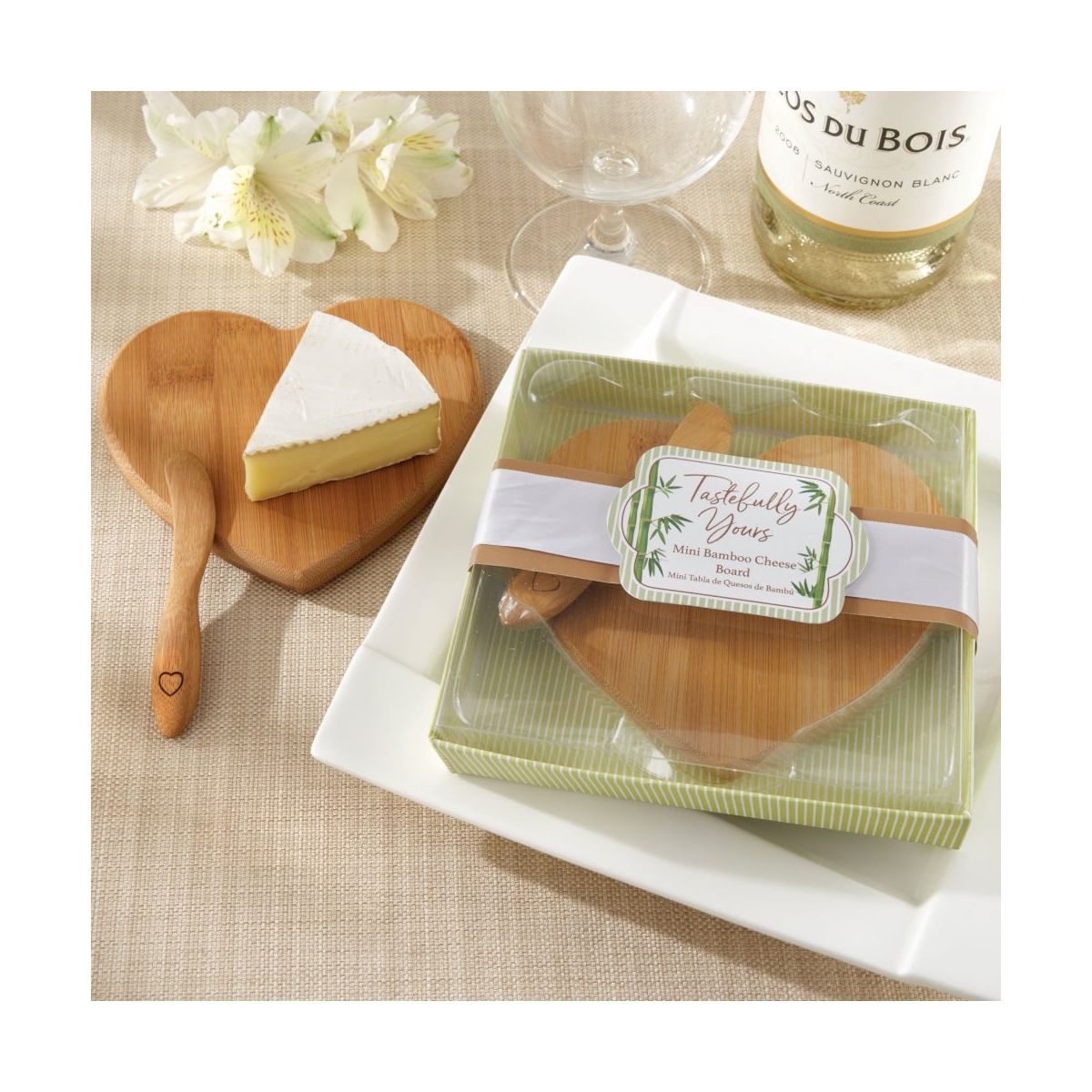 Kate Aspen "Tastefully Yours" Heart Shaped Bamboo Cheese Board, (Set of 2) | 22126NA