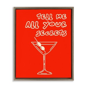 Stupell Industries Tell Me Your Secrets Cocktail Black Framed Floater Canvas Wall Art - 1 of 4