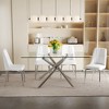 5-Piece Dining Set with Tempered Glass Table and 4 PU Armless Chairs - 3 of 4