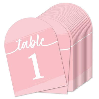 Big Dot of Happiness Pink Elegantly Simple - Wedding Receptions, Parties or Events Double-Sided 5 x 7 inches Cards - Table Numbers - 1-20