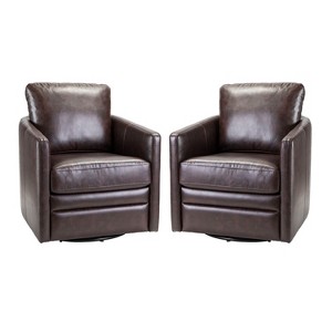 Set of 2 Hugo Transitional Wooden Upholstered Swivel Chair With Metal Base For Bedroom And Living Room| ART OF LIVING DESIGNS - 1 of 4