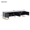 VYNXARIA Modern TV Stand for TVs Up to 80 inches with Metal Legs and Gold Handles Media Console with Cabinets and Adjustable Shelves in Black - 3 of 4