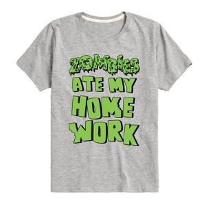 Boys' - Instant Message - Zombies Ate My Homework Short Sleeve Graphic T-Shirt - 1 of 4