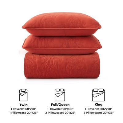 Reversible Microfiber Full/Queen Quilt Set in Rich Red