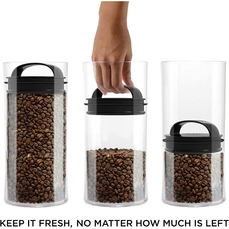 Prepara PREMIUM Airtight Storage Container for Coffee Beans, Tea and Dry Goods, Glass and Stainless, Black Handle, Mini, 5 of 6