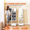 VEVOR Mirror Jewelry Cabinet, Standing Mirror with Storage, Lockable Jewelry Mirror Organizer with Full Length Mirror, Velvet Lining, White - 3 of 4