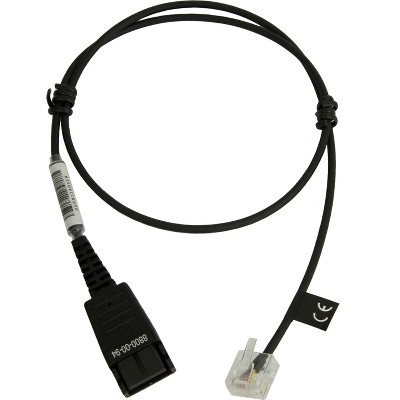  Jabra Quick Disconnect (QD) to Modular (RJ) Straight Bottom Headset Cord, 0.5 Meter 8800-00-94 