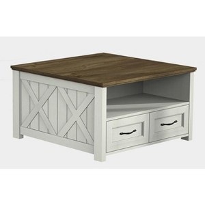 Square Storage Coffee Table With 4 Drawers Beige - 1 of 4