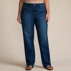 Lands' End Women's Petite Soft Denim Mid Rise Relaxed Straight Leg Jeans - 1 of 4