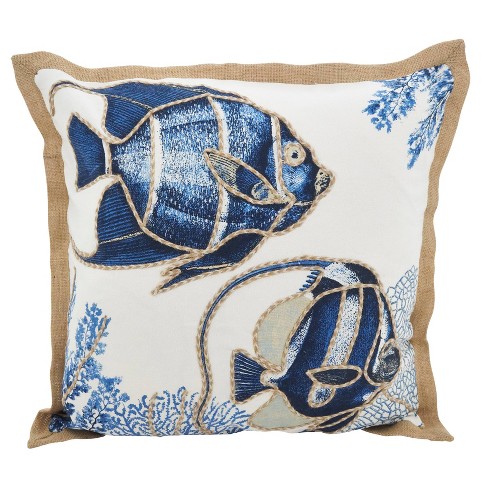 20 x20 Oversize Fresh Fish Down Filled Square Throw Pillow Blue Saro Lifestyle Target