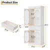 70" White Tall Storage Cabinet - Modern Pantry Storage Solution with Oval Glass Doors - 2 of 4