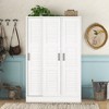LOVMOR Freestanding Shutter Wardrobe with Shelves & Hanging Rail, Armoire Storage Closet w/ Adjustable Doors - 3 of 4