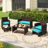 Tangkula 6 PCS Patio Furniture Set w/ 1 Loveseat 1 Coffee Table 2 Armchairs 2 Ottomans - 3 of 4