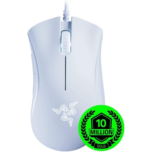 Razer Deathadder Essential Gaming Mouse 6400 Dpi Optical Sensor 5 Programmable Buttons Mechanical Switches Rubber Side Grips Mercury White Target