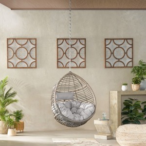 Outdoor Rattan Hanging Chair With Cushion,Indoor Hammock With Iron Frame,Polyethylene Rattan Woven Patio Lounge Chair,No Stand-Coolbibila - 1 of 4
