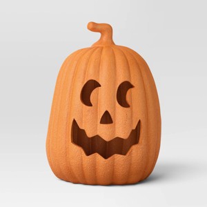 Textured Jack O' Lantern Decorative Sculpture - Hyde and EEK! Boutique™ Terracotta Orange - 1 of 3