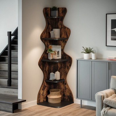 Hommoo 68.9" Tall 5-Tier Corner Bookshelf