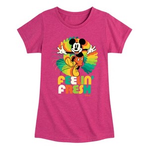 Girls' - Disney - Mickey Mouse Feeling Fresh Fitted Short Sleeve Graphic T-Shirt - 1 of 4