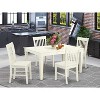HomeStock 5-Piece Linen White Finish Solid Wood Top Dining table with 4 Chairs - 2 of 4