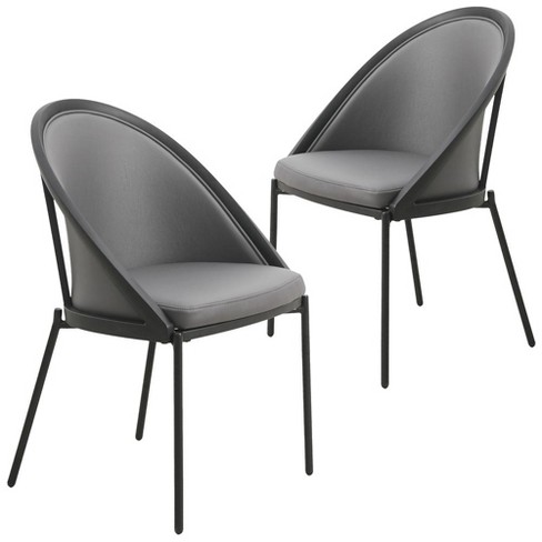 LeisureMod Dining Chair in Upholstered Vinyl Fabric with Curved Back Design and Stainless Steel Legs Urbane Collection Set of 2 - image 1 of 4