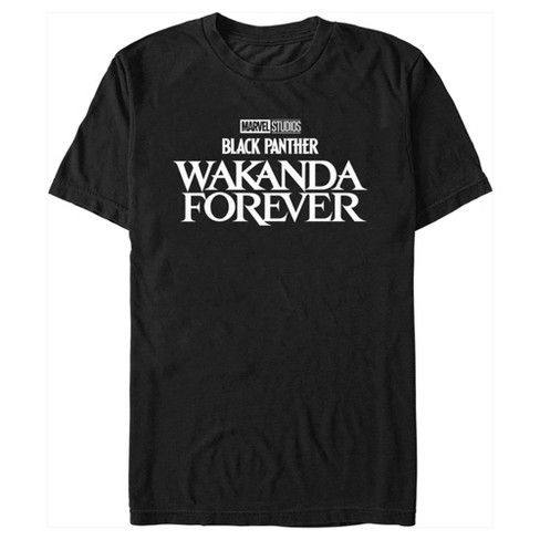 Men s Black Panther Wakanda Forever Black and White Movie Logo T Shirt Black 2X Large