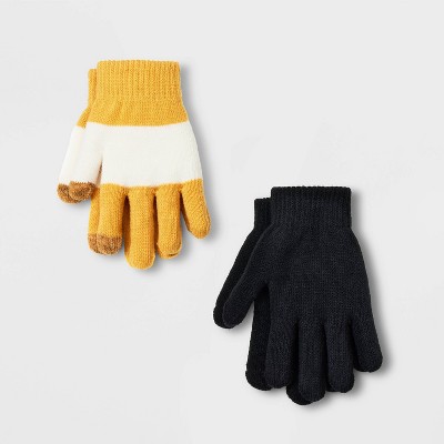 Kids' 2pk Striped Gloves - Cat & Jack™ Yellow