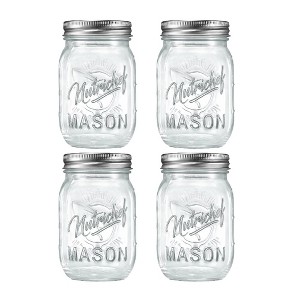 NutriChef 4 Pcs. Glass Mason Jars with Regular Lids and Bands, DIY Magnetic Spice Jars, Ideal for Meal Prep, Jam, Honey, Wedding Favors, and more - 1 of 4