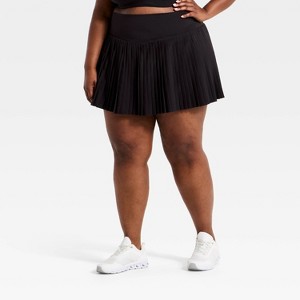 Women's Woven High-Rise Pleated Skort - All In Motion™ Black 1X