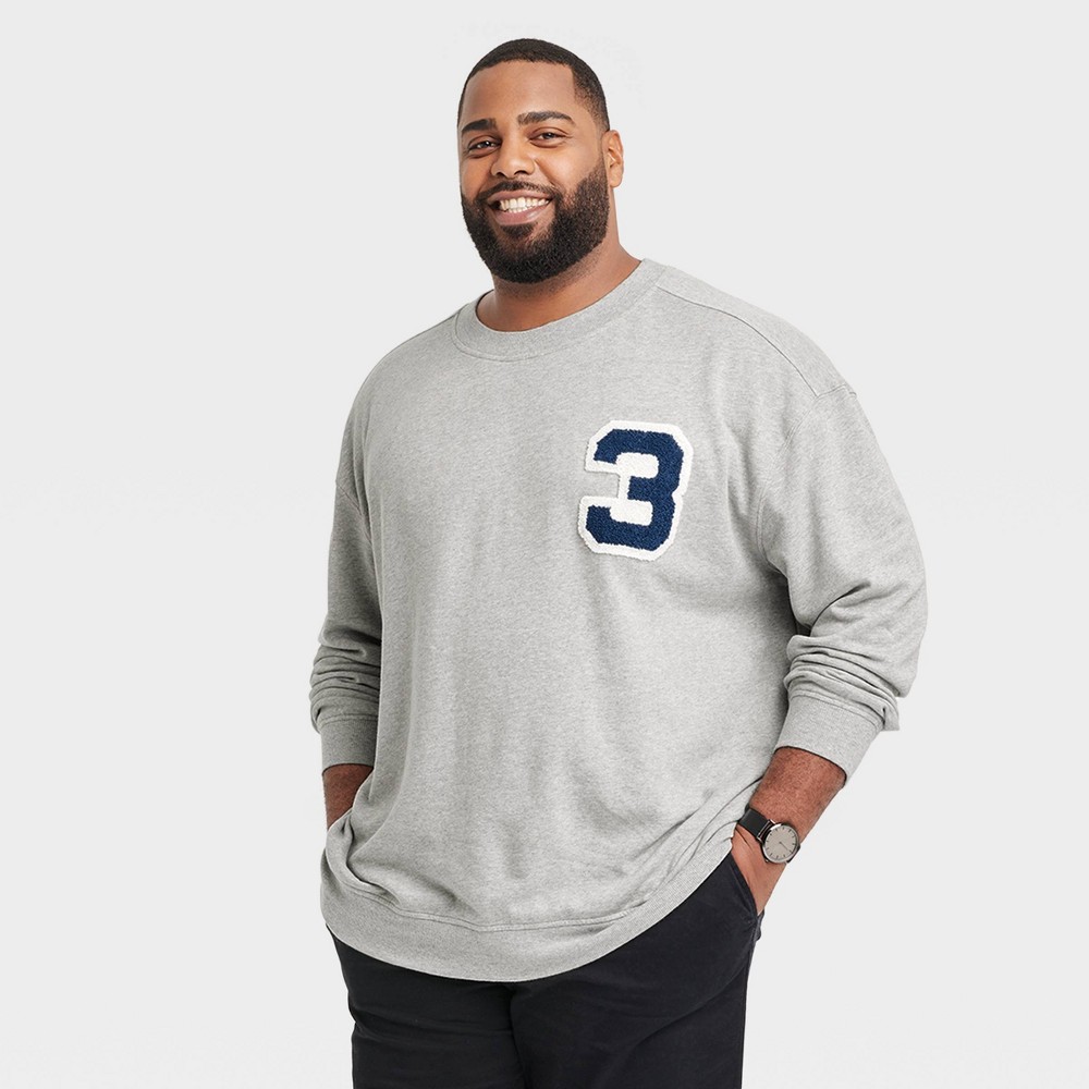 Men's Big & Tall Relaxed Fit Crewneck Pullover Sweatshirt - Goodfellow & Co™ Heathered Gray LT -  88258907