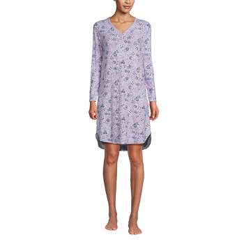 Lands' End Women's Cozy Gown Sleep Set - Shirt Gown and Mask