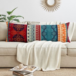 Sweet Jojo Designs Body Pillow Cover (Pillow Not Included) 54in.x20in. Red Boho Blue Orange - 1 of 4
