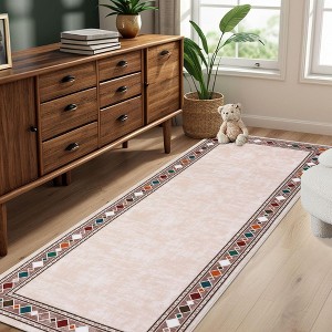 Bordered Machine Washable Area Rugs, Area Rugs for Bedroom, Soft Lightweight Non Slip Indoor Carpet, Living Room Rug - 1 of 4