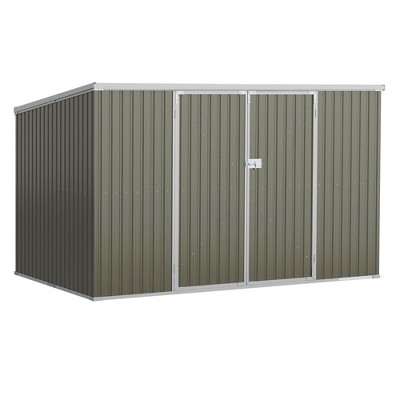 Outsunny 11' x 6' Steel Outdoor Storage Shed, Garden Utility Tool House with Double Lockable Doors for Backyard, Patio, Lawn, Garage