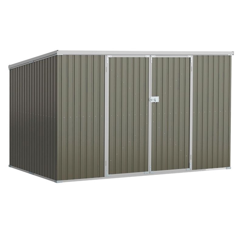 Outsunny 11' x 6' Steel Outdoor Storage Shed, Garden Utility Tool House with Double Lockable Doors for Backyard, Patio, Lawn, Garage, 1 of 7
